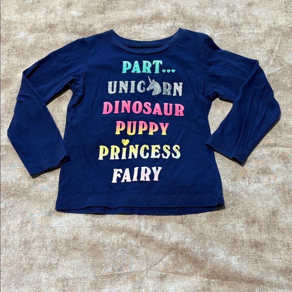 Carter's Blue Long Sleeve Tee with Multicolor Text
